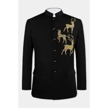 French Crown Jade Black Plain-Solid Premium Wool Blend 